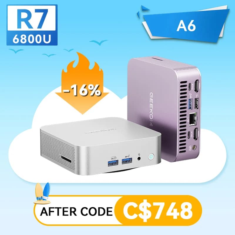 ⚡Best Seller⚡GEEKOM A6 Mini PC AMD Ryzen™ 7 6800H