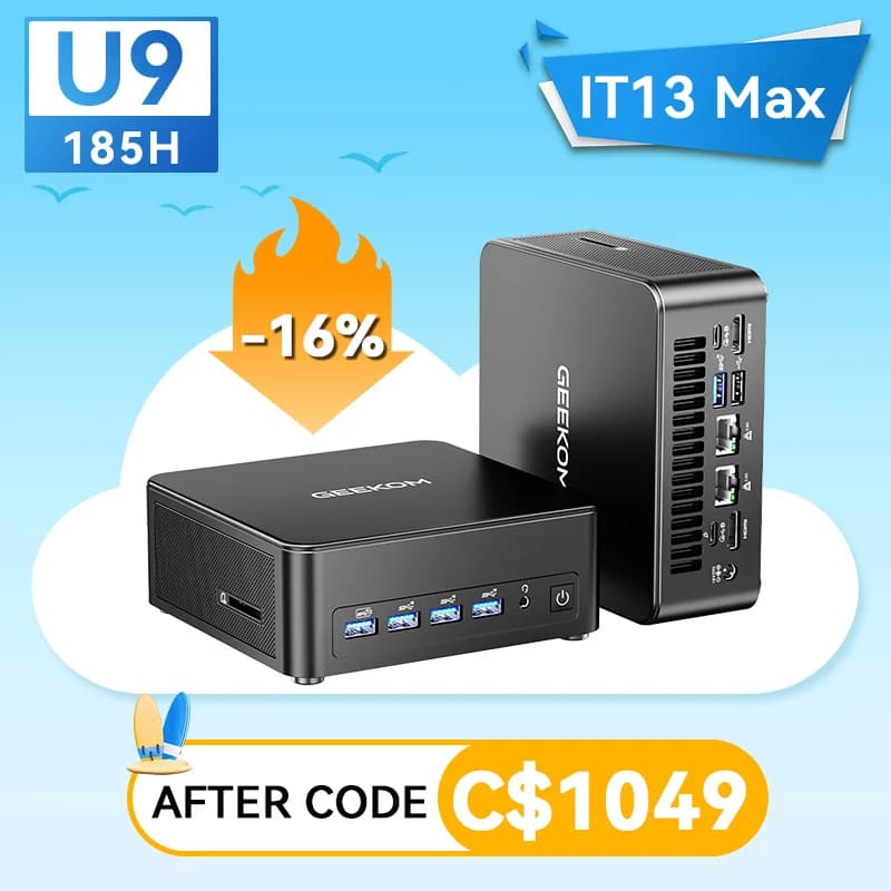 GEEKOM IT13 Max AI Mini PC with Intel® Core™ Ultra 9 185H