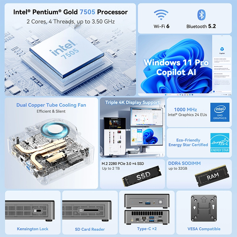GEEKOM Air12 Mini PC 2026 Edition with Intel® Pentium® Gold 7505 alternate image