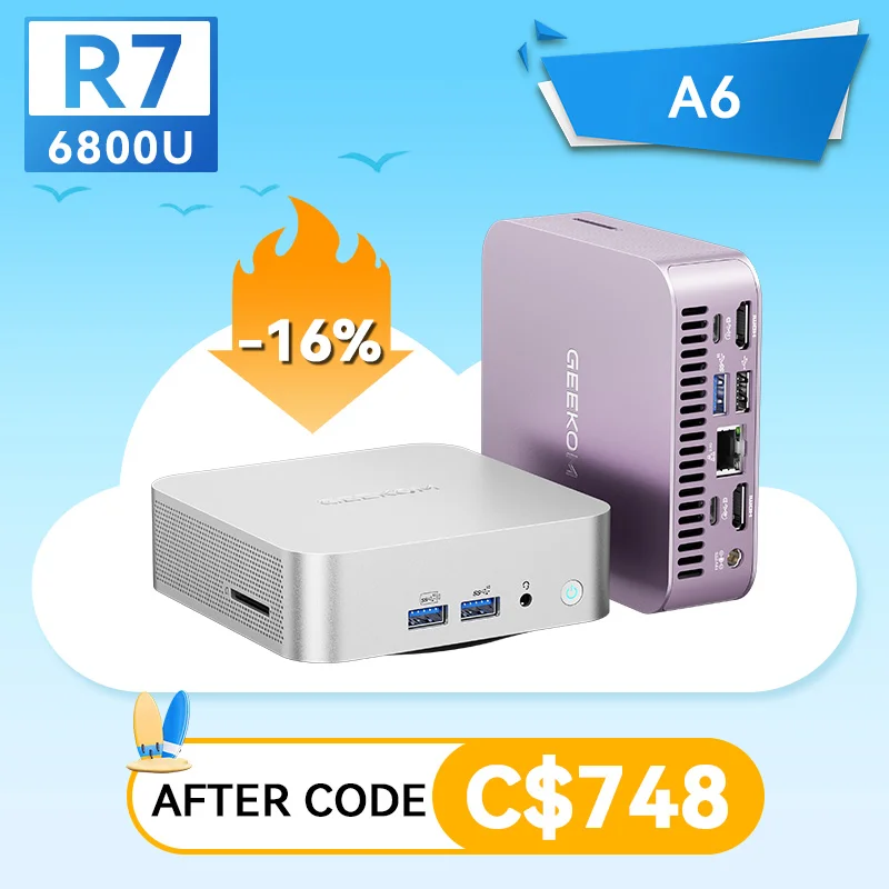⚡Best Seller⚡GEEKOM A6 Mini PC AMD Ryzen™ 7 6800H image