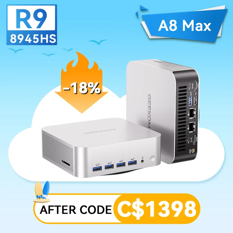 GEEKOM A8 Max AI Mini PC AMD Ryzen™ 7 8745HS | Ryzen™ 9 8945HS image